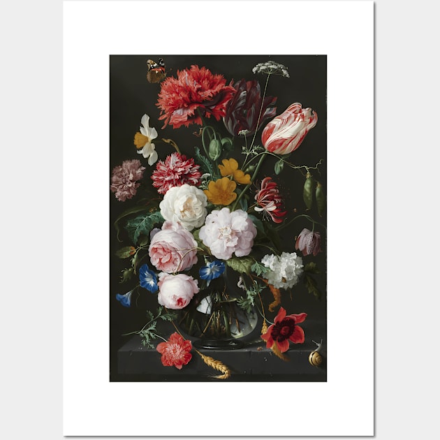 Jan Davidsz. De Heem - Still Life With Flowers In A Glass Vase 1683 Wall Art by jandesky